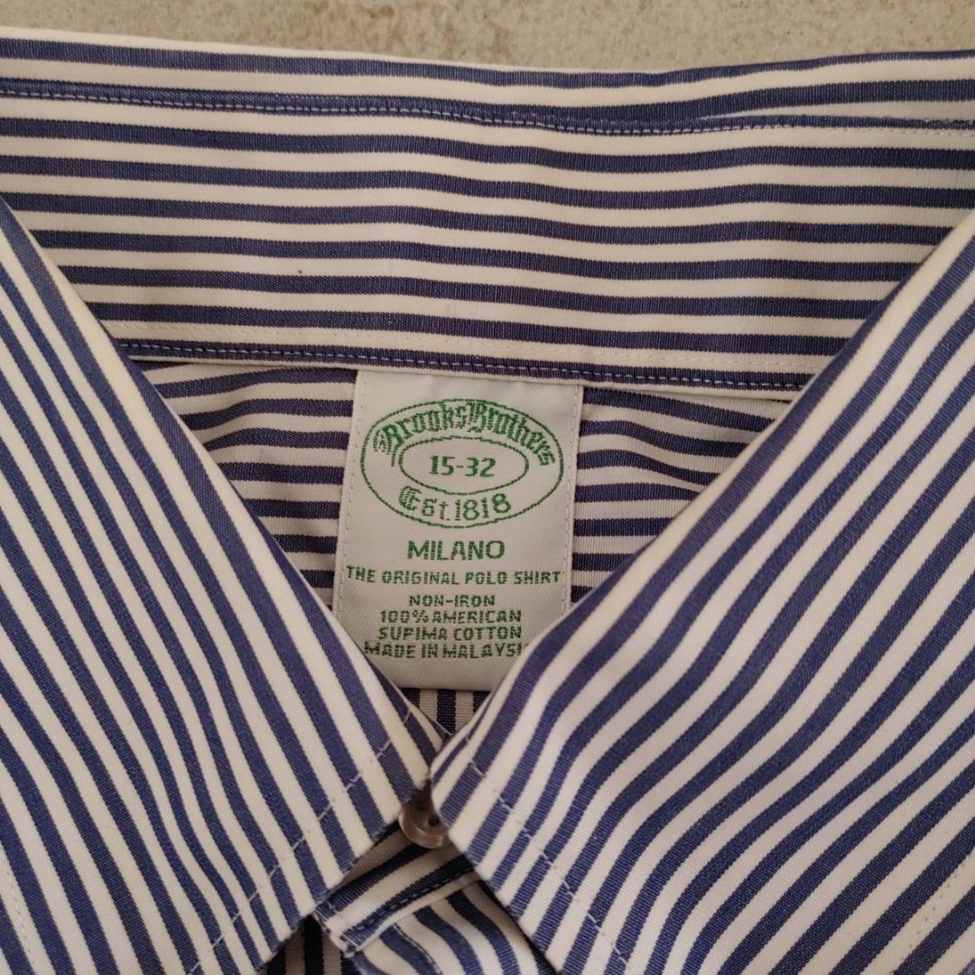 BROOKSBROTHERS milano stripe shirts 15ブルックスブラザーズ　スーピマコットン　ストライプ　ボタンダウンシャツ長袖シャツ