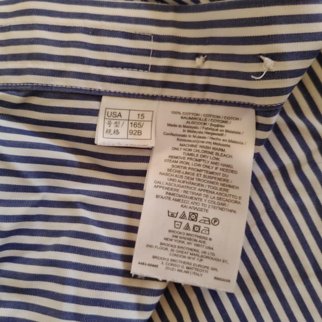 BROOKSBROTHERS milano stripe shirts 15ブルックスブラザーズ　スーピマコットン　ストライプ　ボタンダウンシャツ長袖シャツ