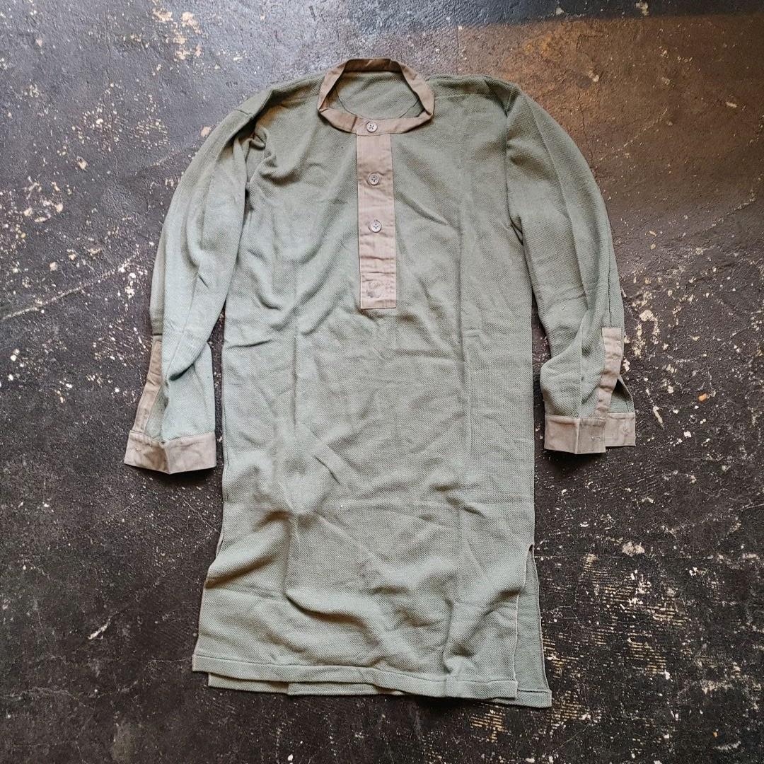 Deadstock Swedish ARMY Waffle Henley Tee L　スウェーデン　サーマルヘンリー