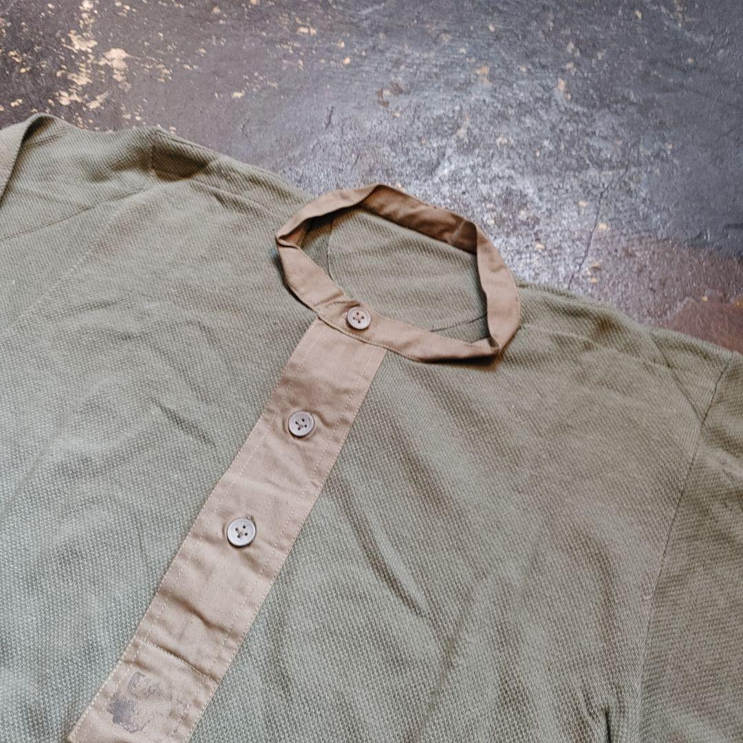 Deadstock Swedish ARMY Waffle Henley Tee L　スウェーデン　サーマルヘンリー